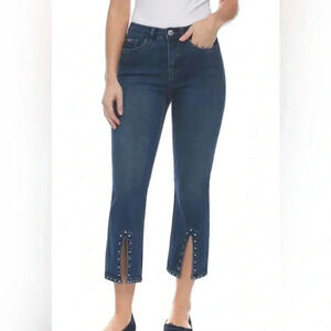 FDJ French dressing Olivia metal flare cropped metal grommets -jeans size 14